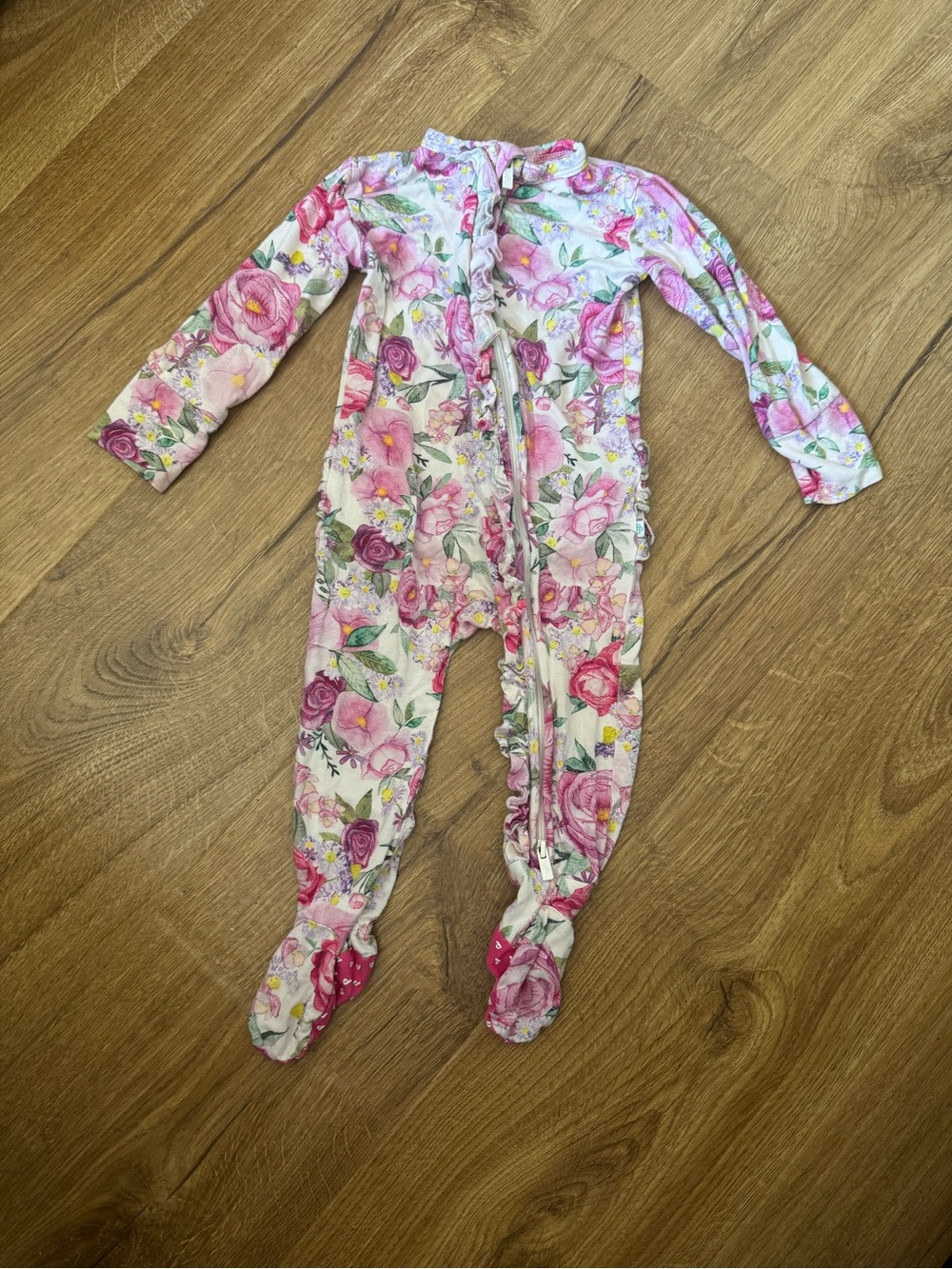 Posh Peanut Pink Floral Footed One-Piece
